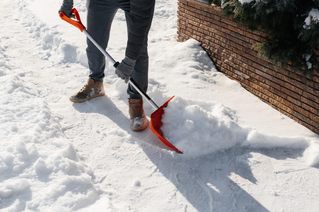 雪かきをするスタッフ